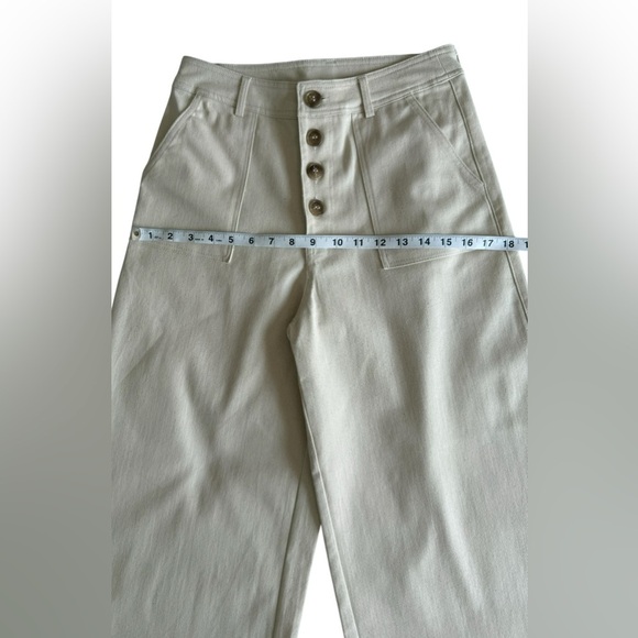 Francesca’s Blue Papaya Beige Wide Leg Crop Pant Button Front High Rise Sz S NWT - Picture 6 of 9